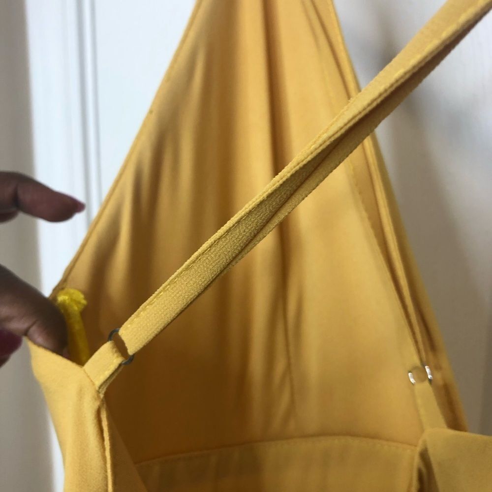 Windsor yellow thin spaghetti strap maxi prom homecoming dress, size small - Picture 13 of 16